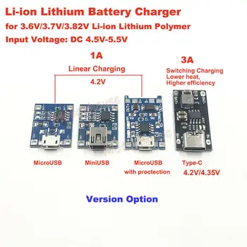 Micro USB-C-Típusú Akkumulátor Töltő Modul Töltés Testület 3,6 V/3,7 V/3.82 V Li Lítium-ion Polimer Akkumulátor