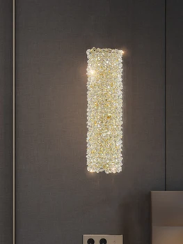 Hálószoba Éjjeli Lámpa, Modern, Egyszerű, Világos Luxus Kristály, Fali Lámpa Kreatív Nappali TV Háttér Fal Folyosón Arany/Ezüst Lámpa