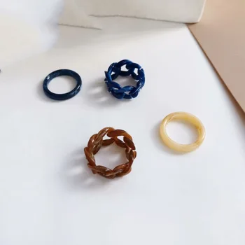 2DB Vintage Muticolored Gyanta Lánc, Gyűrű Szett Új, Trendi koreai Kék Ékszer Női Party Ajándék Ujj Gyűrű