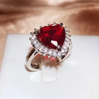 Szív Alakú Piros Gyűrűk Nők Cirkónia Ékszer Állítható Gyűrű Női Divat Női Esküvői Ékszerek, Kiegészítők