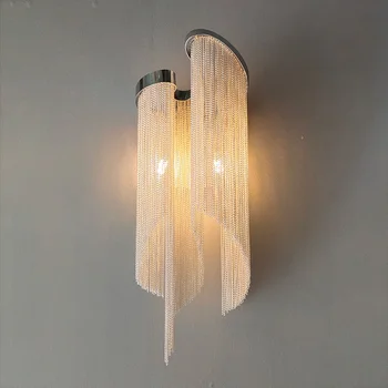 Olasz Stílus, Luxus Egyszerű béren kívüli Alumínium Lánc Fali Lámpa Mellett Szobában Fali Lámpa a lakberendezés