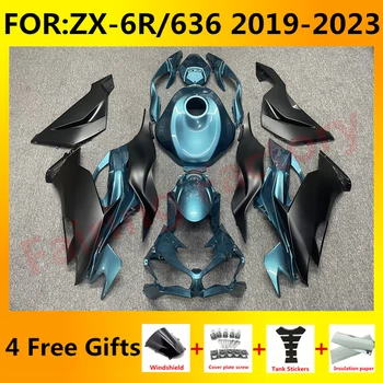 ÚJ ABS Motor Burkolat alkalmas Ninja ZX-6R 2019 2020 2021 2022 2023 ZX6R zx 6r 636 karosszéria teljes burkolat készlet szett kék fekete