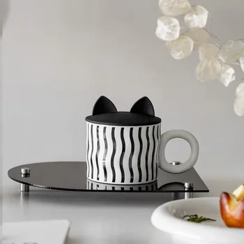 Egyszerű Fekete-Fehér Kerámia Bögre Fedő Kávés Csésze Drinkware Bögre Kávét Ingyenes Szállítási Kerámia & Fazekas Pár Ajándék