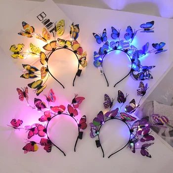 LED világít az Izzó Pillangó Fejpánt Haj Garland Tündér Koszorú VILLOGÓ Hairband Világít A Sötétben esküvő Party Karácsonyi Dekoráció