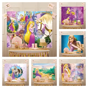 Disney Kusza Rapunzel Fotózás Hátteret Lány Születésnapi Fotó Hátteret Hercegnő Szülinapi Dekoráció Banner, Plakát, Fotó Kellék