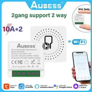AUBESS 10A Tuya WiFi Mini DIY Smart Switch 2 Banda Ellenőrzési Home Automation Modul Keresztül Alexa, a Google Haza, Alice Intelligens Élet App
