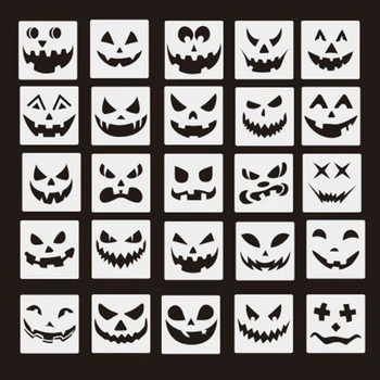 25Pcs Halloween Festmény Stencil Sablon Halloween Téma Festmény Sablonok