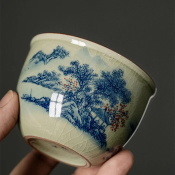 Táj Kínai Kerámia Kerámia Csésze Nyitó Kék-Fehér Tea Csésze Készlet Teaware Kung Fu Tea Tál Tea Szertartás Teáscsésze
