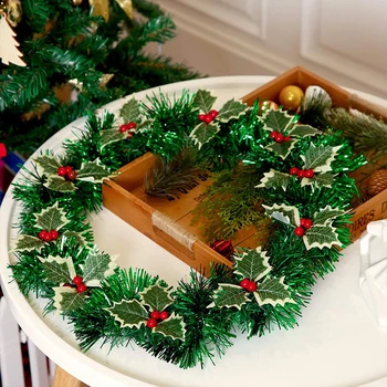 1/10db Szimuláció Karácsonyi Holly Bogyók Levelek karácsonyfa DIY Tartozékok Ág Plug-In Anyagok Otthoni Dekoráció