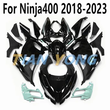 A Ninja400 2018-2019-2021-2022-2023 Teljes Burkolat Készlet Minőségi-Fit Ninja 400 Karosszéria Fedél Fényes Fekete Kék Nyomtatás