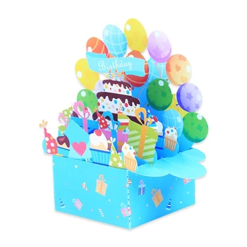 3D felugró Születésnapi Torta üdvözlőlap Összecsukható Papír Doboz Áldás Kártya Anya-Lánya Felesége Barátok Születésnapi Ajándék 