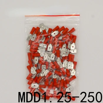 MDD1.25-250 férfi Szigetelt Spade Gyors Csatlakozó Kapcsok Hullám Terminál AWG MDD1-250 100/Csomag MDD