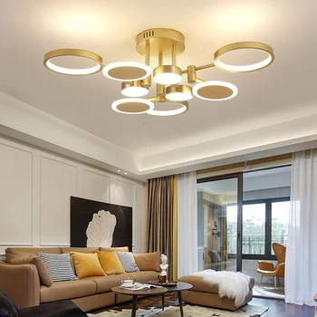 Új, Modern Kör Gyűrűk A Mennyezeti Világítás nappali, Hálószoba LED Arany lakásdekoráció lámpa, lámpa Távirányítóval 90-260v