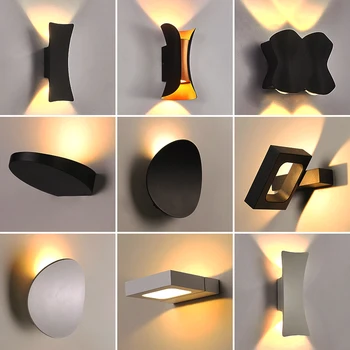 Modern Fali Lámpa Alumínium Fehér, Fekete, Csiszolt Díszítéssel Nappali Éjjeli Fali Lámpák Beltéri Kültéri Vízálló Fények