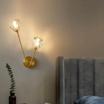 Északi személyiség fali lámpa kreatív hálószoba éjjeli fém fali lámpa minimalista brass 2 fej folyosó folyosó konzol fény