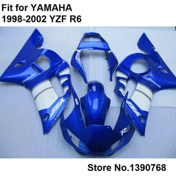 Spoiler készlet Yamaha YZF R6 98 99 00 01 02 kék fehér karosszéria alkatrész burkolat meghatározott YZFR6 1998 1999 2000 2001 2002 LV48