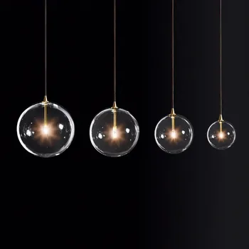 1 Fény Tiszta Üveg Gömb Led G4 Csillogás Lámpatestek Függesztett Lámpák Egyszerű Északi Arany Fém Lógó Lámpa Étkező Droplight